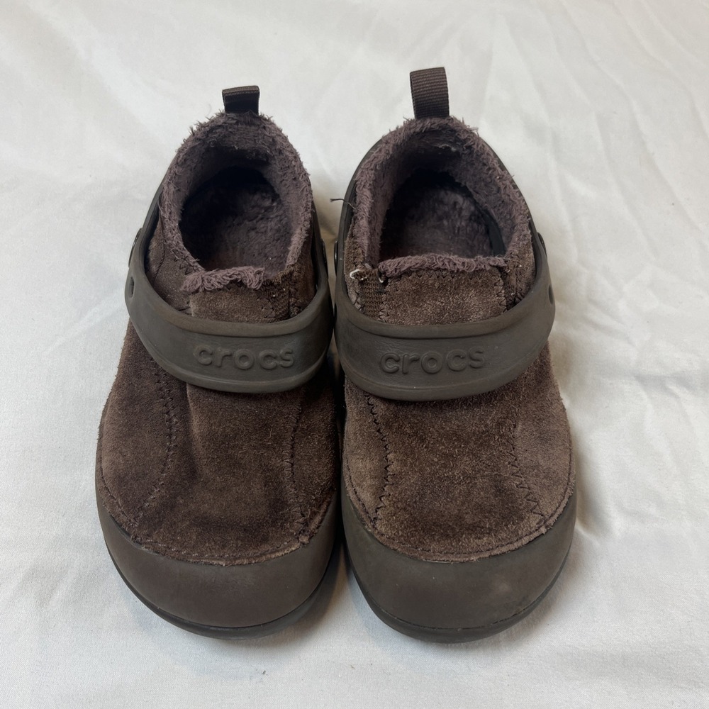 Crocs Dawson Brown Suede Faux Fur Kids Unisex Shoes Child Size C‎ 10